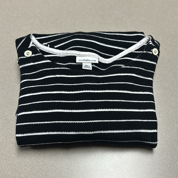 Croft & Barrow XL Black & white striped sweater with decorative buttons - Picture 3 of 10